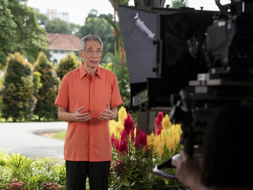 Prime Minister Lee Hsien Loong recording his National Day message.