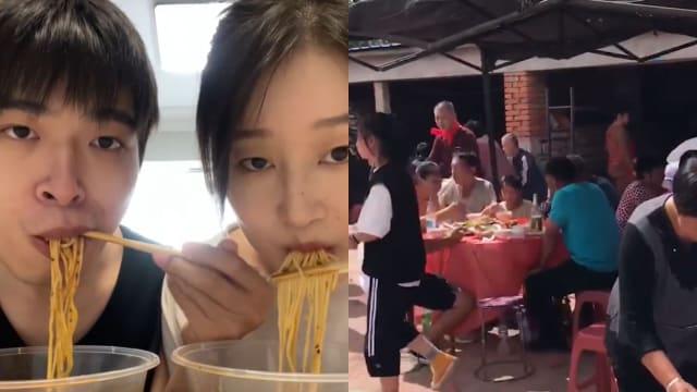 成都封城新人被封控 隔空吃面观看自己婚礼