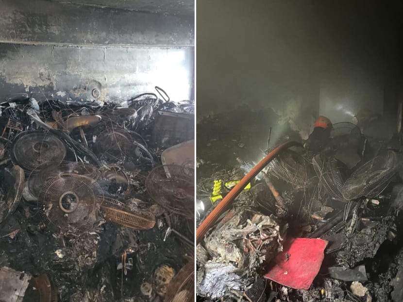 The aftermath of a fire in the master bedroom of a flat (left) in Jurong East on Aug 17, 2022. A day earlier, the scene at the living room of the same flat (right).
The aftermath of a fire in the master bedroom of a flat (left) in Jurong East on Aug 17, 2022. A day earlier, the scene at the living room of the same flat (right).