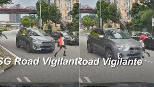 九岁男童横冲马路遭车撞 画面惊险