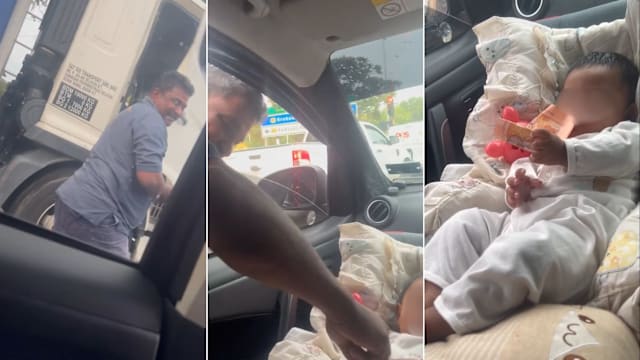 暖心！马国罗厘司机下车塞钞票给婴儿献祝福