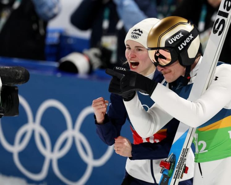 Ski Jumping-Prevc siblings lead Slovenia to mixed team gold