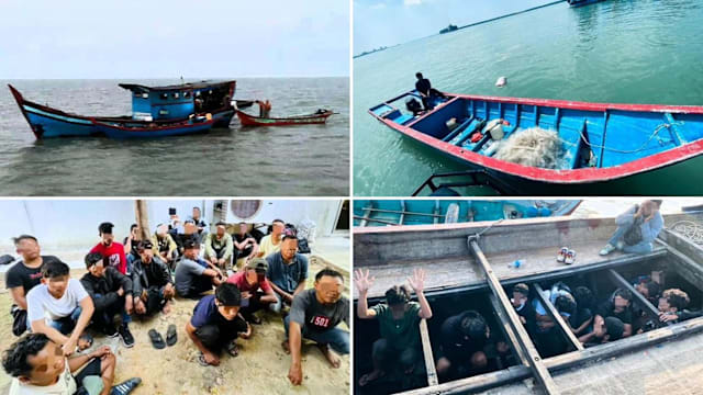 马国连截两偷渡船 56人被扣含三个月大女婴