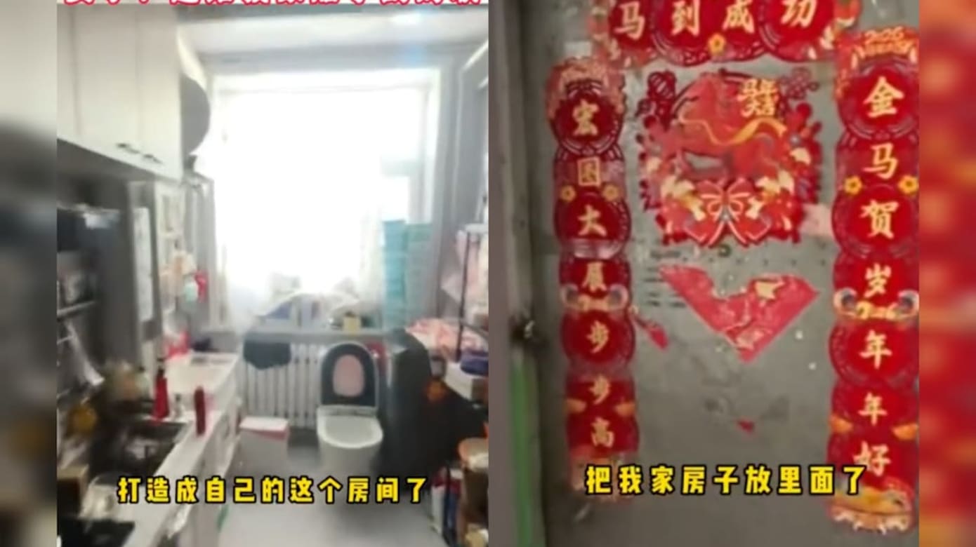 内蒙古住户趁邻居半年不在家 把公共走廊改成厨房厕所