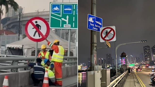 柔佛关卡设告示重申禁步行 越堤族关注