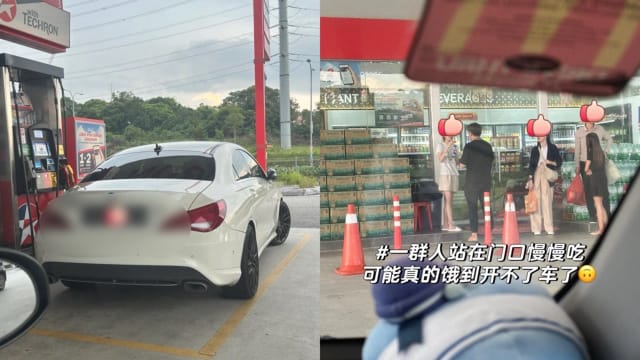 狮城车主马国添油后车停油泵处 便利店门口慢慢饮食惹不满