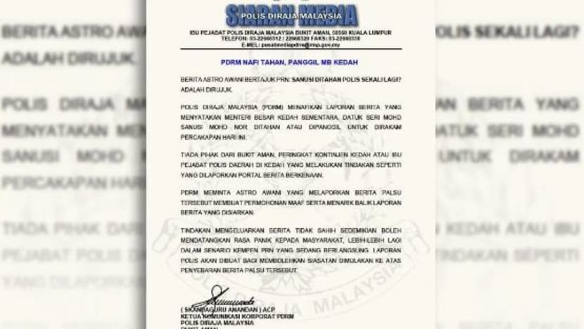 Polis M'sia nafi Menteri Besar Kedah ditahan sekali lagi
