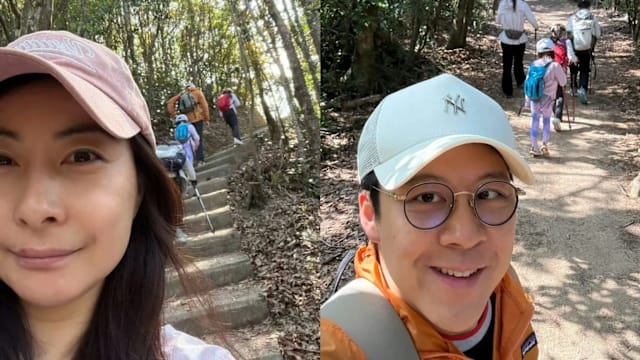 郭晶晶一家五口爬山被偶遇，素颜展现好妈妈魅力