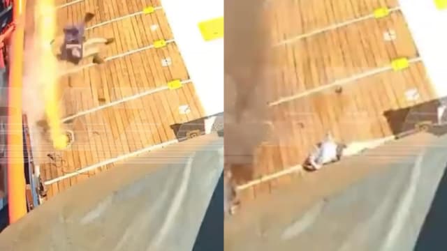俄罗斯油轮疑瓦斯爆炸 火焰从洞口喷出炸飞船员