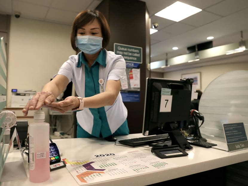 Senior patient service associate Judy Tan (pictured), who works at the National Skin Centre, said that she and the majority of her colleagues are having dry, itchy hands from the vigorous hand washing and sanitising needed on their job. Senior patient service associate Judy Tan (pictured), who works at the National Skin Centre, said that she and the majority of her colleagues are having dry, itchy hands from the vigorous hand washing and sanitising needed on their job.