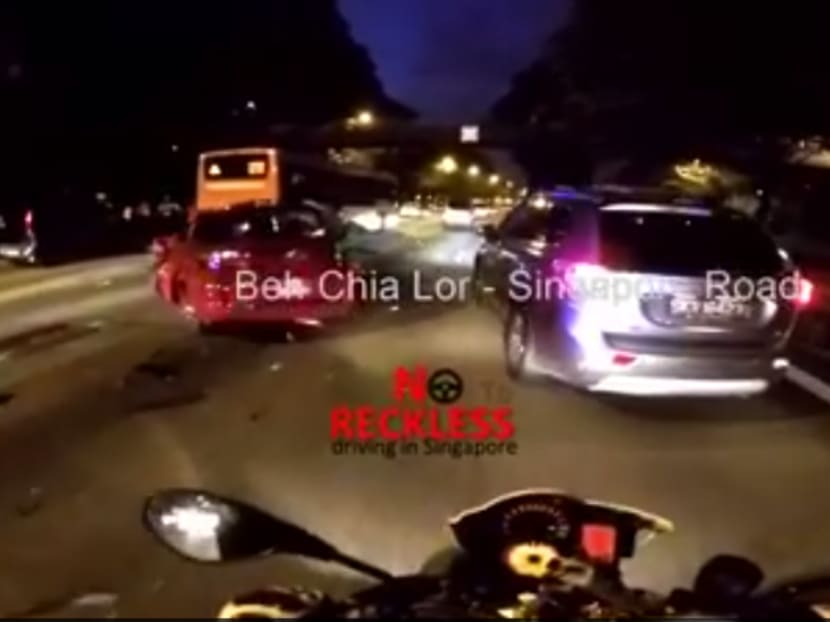 A screengrab from a video on the 'Beh Chia Lor - Singapore Road' Facebook page showing the aftermath of the accident.