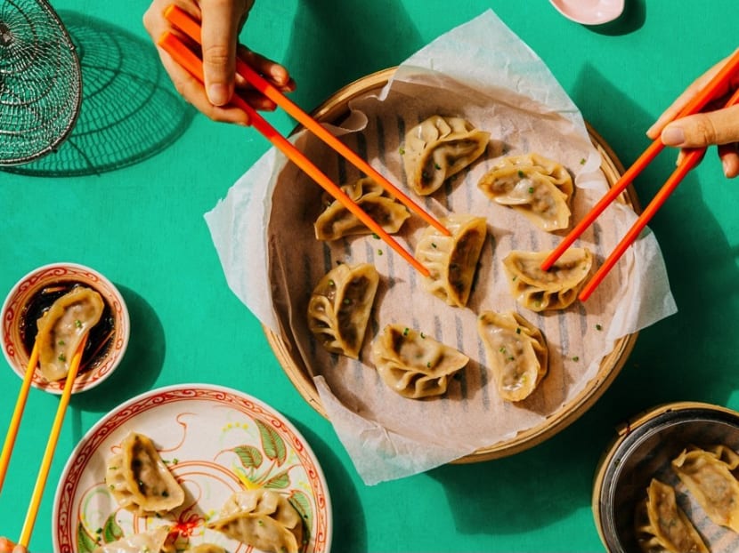Dumplings made with Karana’s jackfruit-based meat substitute.
