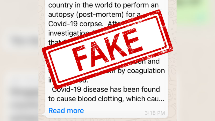 Message claiming S’pore changed Covid-19 treatment protocols after autopsy on patient untrue: MOH