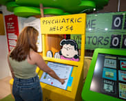 There is a Snoopy pop-up library at Plaza Singapura with themed spaces