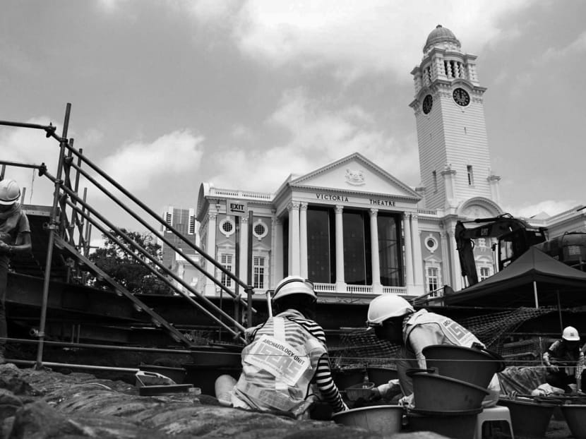 An archaeological excavation in front of Victoria Theatre and Concert Hall in Empress Place has proved highly significant, as it reveals what is known of Singapore, 

or Temasek, before the arrival of Raffles. TODAY file photo