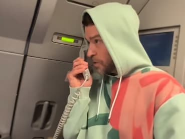 Justin Timberlake takes over South American flight with surprise safety demonstration
