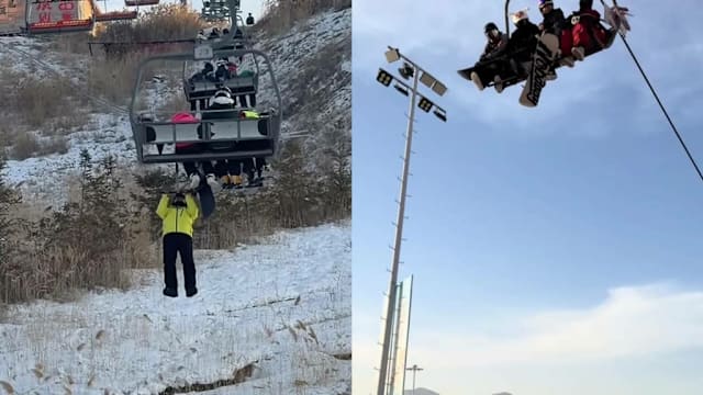 中国滑雪场发生缆车故障  104名游客受困高空