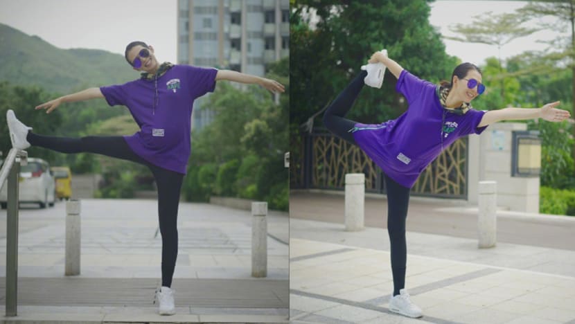 Six Months Pregnant Ada Choi Does Yoga And Stands On One Leg