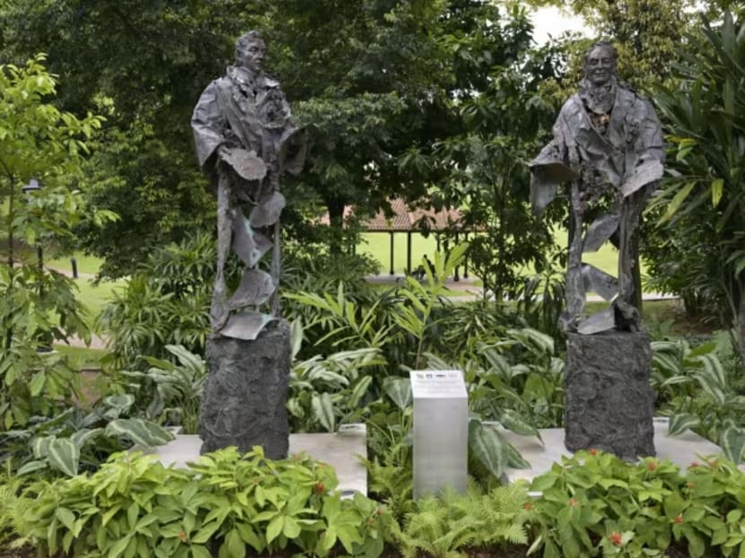 The artwork was unveiled on May 21, 2024 at the site of the first botanical and experimental garden established by Sir Stamford Raffles and Danish botanist, Dr Nathaniel Wallich, in Fort Canning Park. The artwork was unveiled on May 21, 2024 at the site of the first botanical and experimental garden established by Sir Stamford Raffles and Danish botanist, Dr Nathaniel Wallich, in Fort Canning Park.