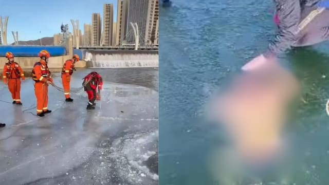 中国男子冬泳受困冰层下方一天  救起时已死亡