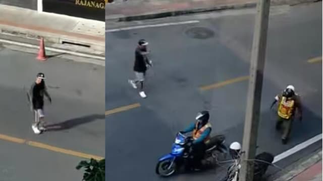 因违规停车车轮遭上锁 泰国男子持刀威胁警察