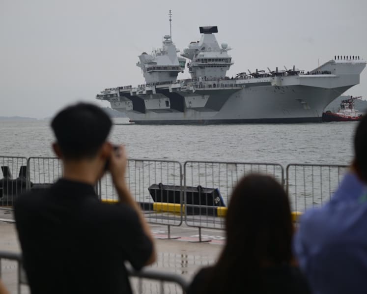 UK aircraft carrier docks at Marina Bay Cruise Centre as part of eight month Indo-Pacific deployment