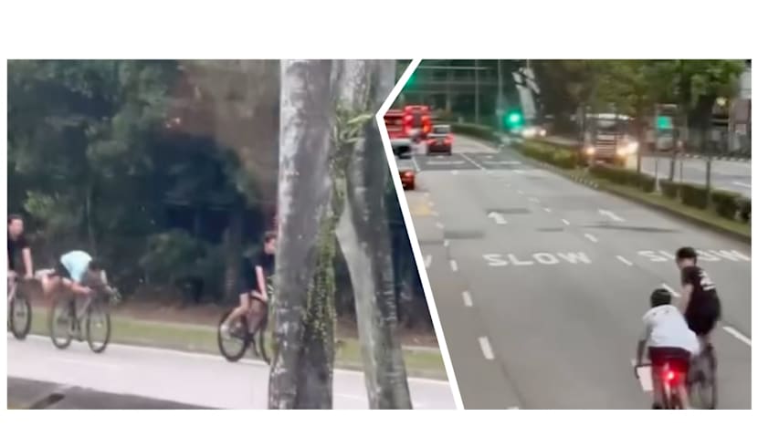 Youth cyclists filmed ignoring helmet rules, performing stunt in Sembawang and on Cantonment Road
