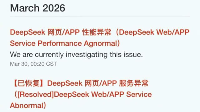 中国人工智能服务器DeepSeek出现12小时宕机事故