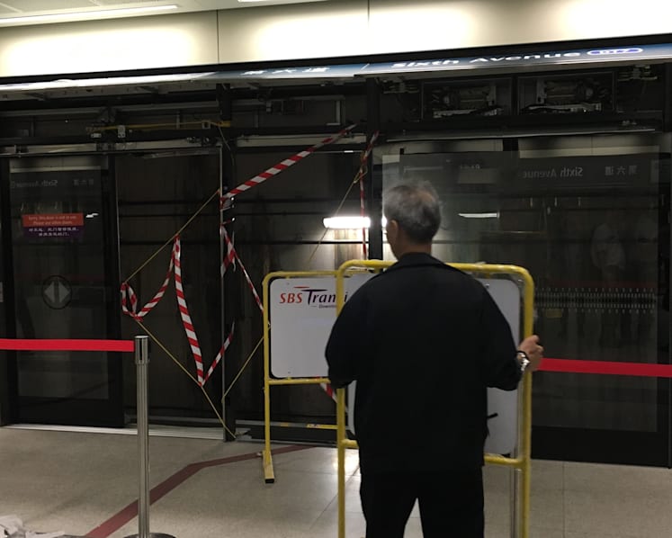 Dislodged platform screen door causes disruption on Downtown Line