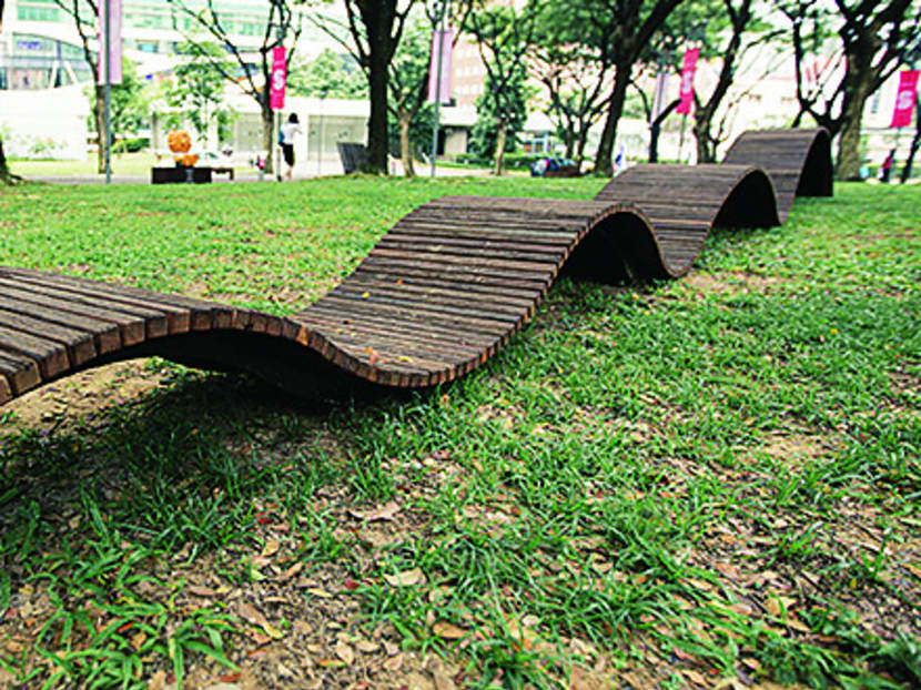 The Kallang Wave, by Ministry of Design, was one of the winning benches and will be installed at Fort Canning Park. Photo: URA
