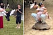 Visitors mistreat animals tortoise black swan