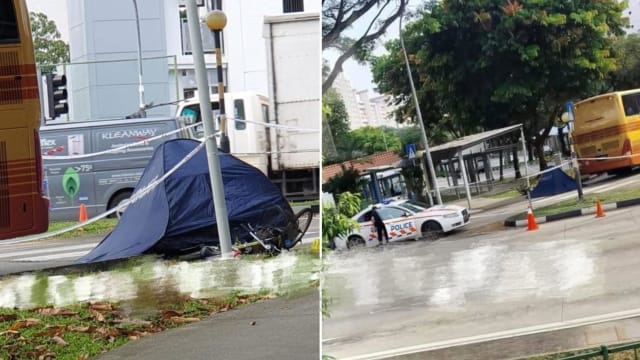 裕廊西发生致命车祸 脚踏车骑士遭私人巴士撞死