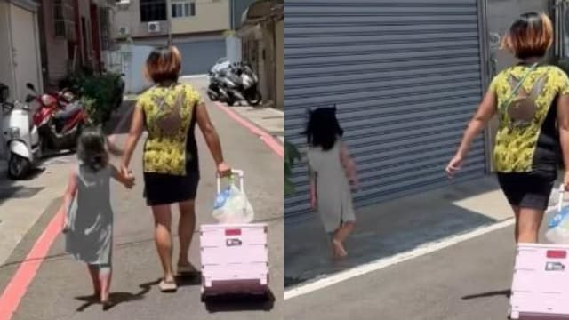 大热天被罚赤脚走路 台女童一路尖叫：妈妈好烫！