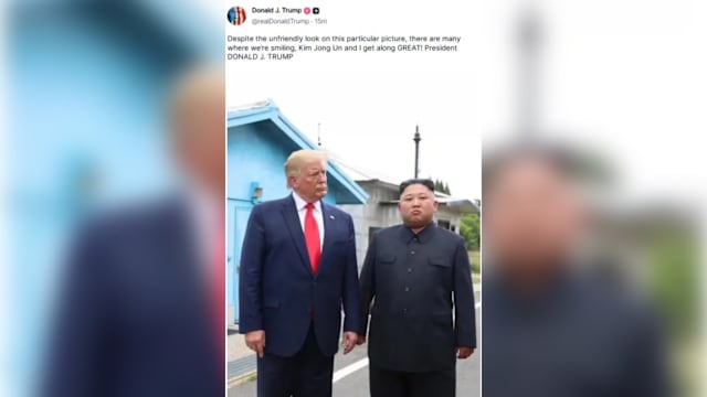 再晒与金正恩合照 特朗普：我们相处融洽