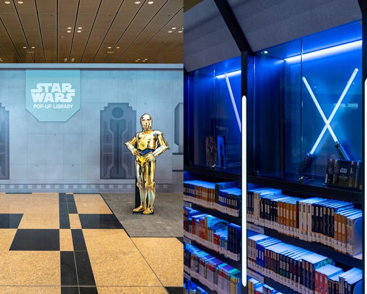 There is a pop-up Star Wars library at Changi Airport with over 2,000 books and themed activities
