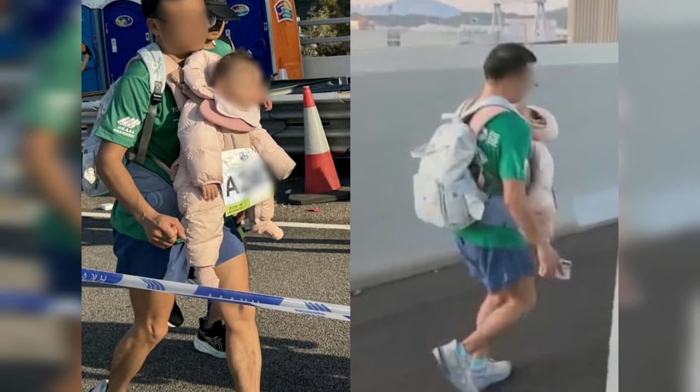 带婴儿跑马拉松赛 男子被举报涉虐待儿童