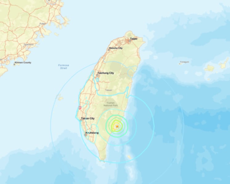 Southeastern Taiwan shaken by 6.1 magnitude quake