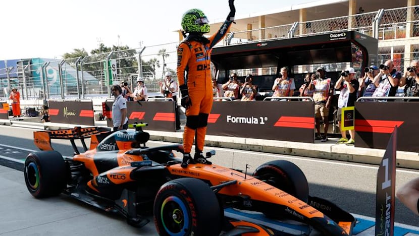 McLaren's Norris beats Antonelli for Miami sprint pole