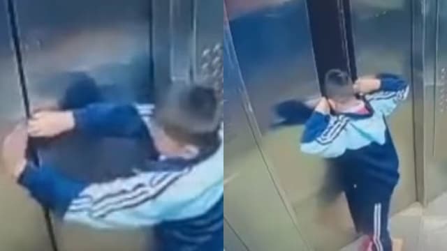因电梯故障被困 中国男孩徒手扒开电梯门逃生