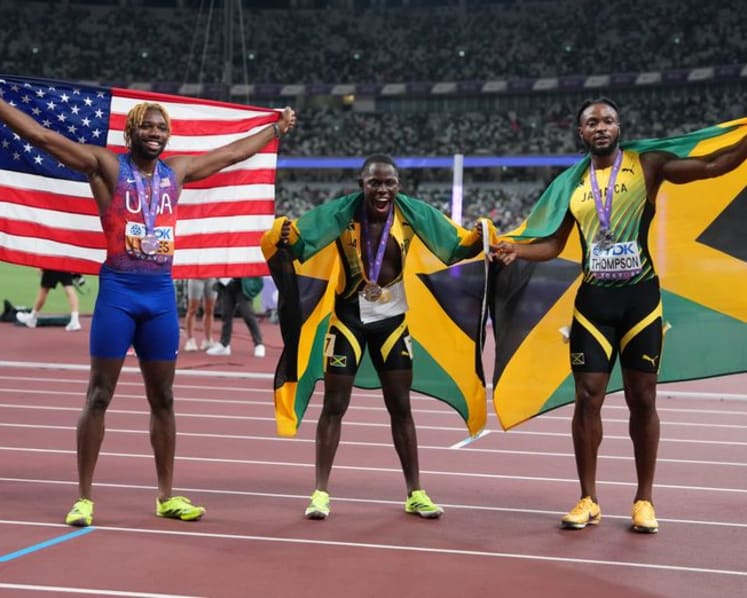 Seville delivers in style for world 100 metres gold