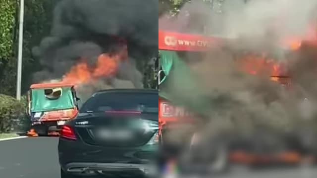罗厘在PIE起火 现场浓烟滚滚