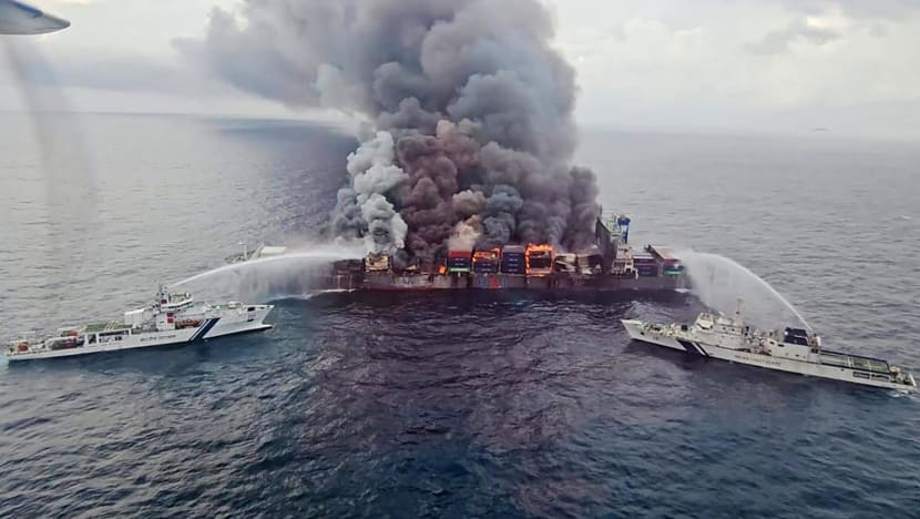 India battles fire on Singapore-registered container ship with 'hazardous' cargo India battles fire on Singapore-registered container ship with 'hazardous' cargo