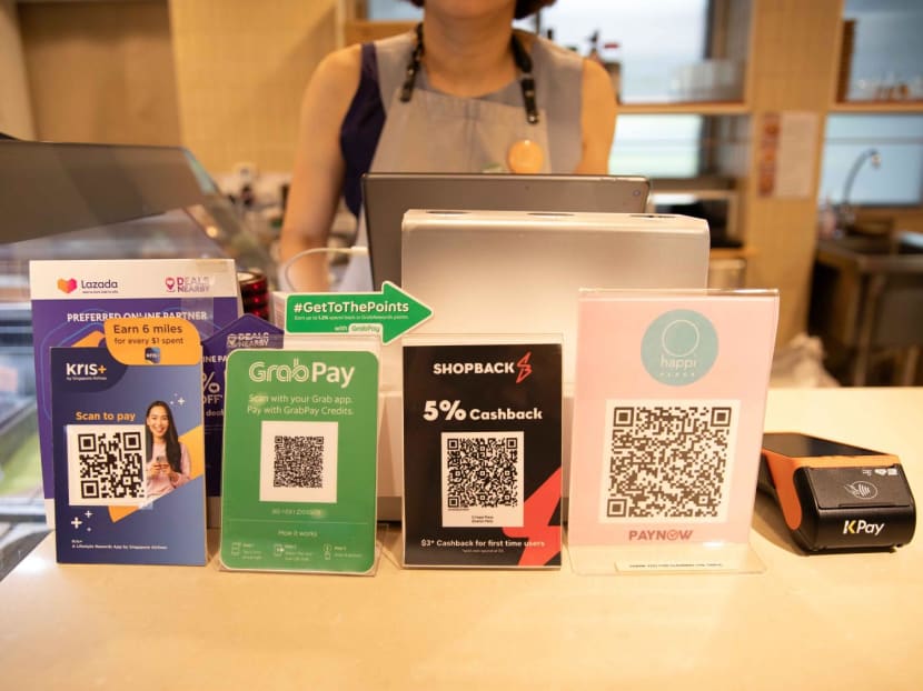 Contactless payment methods at ice cream cafe O Happi Place on Oct 24, 2023. 
