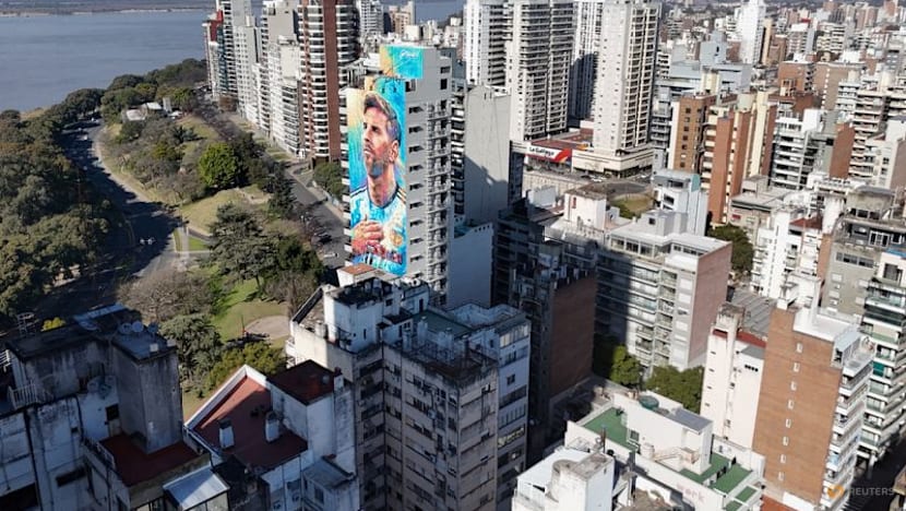 Artists restore gigantic Messi mural in his hometown