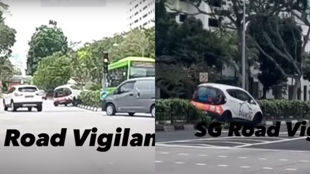 BlueSG车辆右转 却驾上道路分界堤 