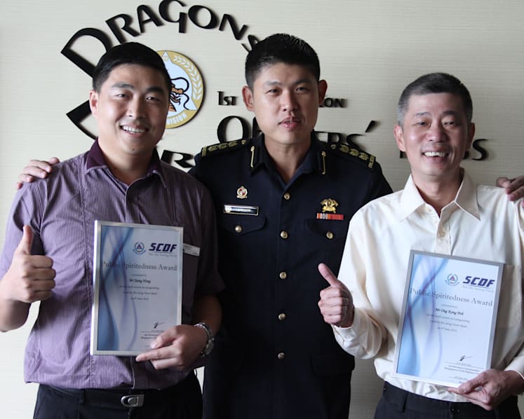 Taxi driver and bus capt lauded for helping to put out car fire