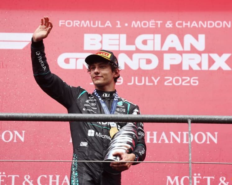 Antonelli wins in Belgium as Russell crashes out