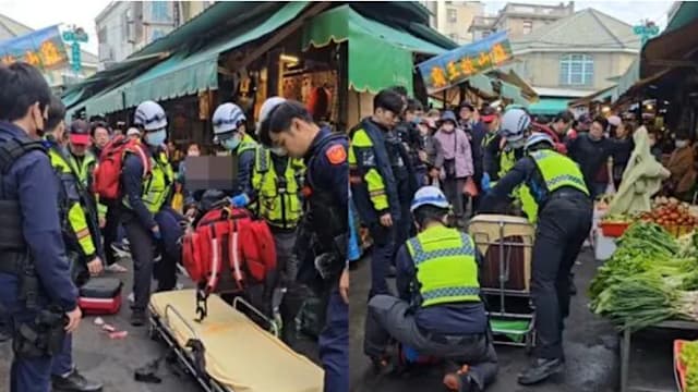 台湾男子闯市场随机砍人 警员头部中刀开枪酿三伤