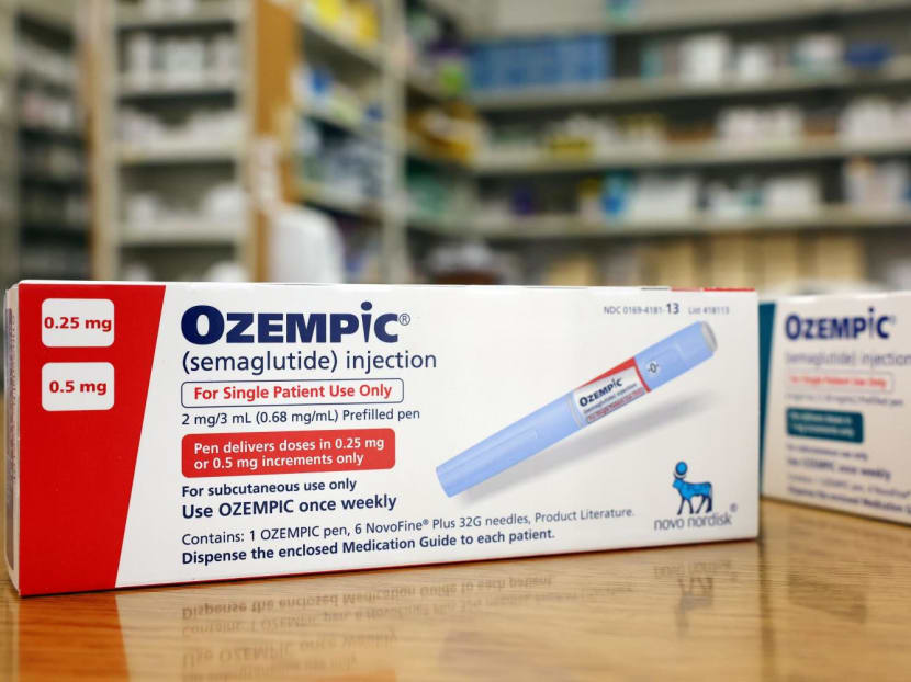 Boxes of the diabetes drug Ozempic rest on a pharmacy counter on April 17, 2023 in Los Angeles, California
