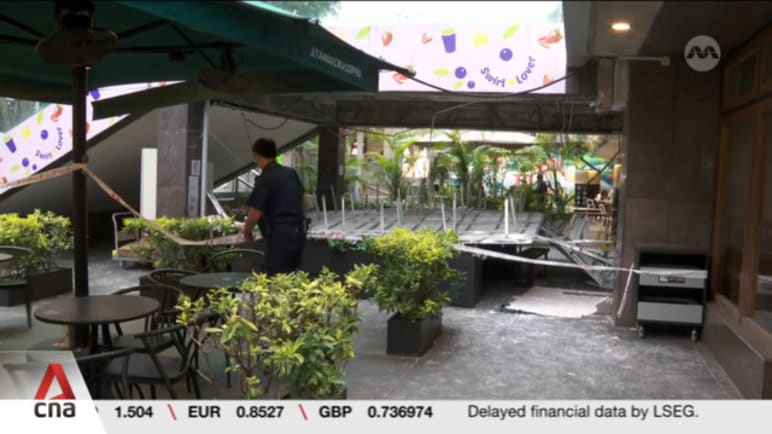 3 sent to hospital after overhead walkway ceiling collapses at Liat Towers 